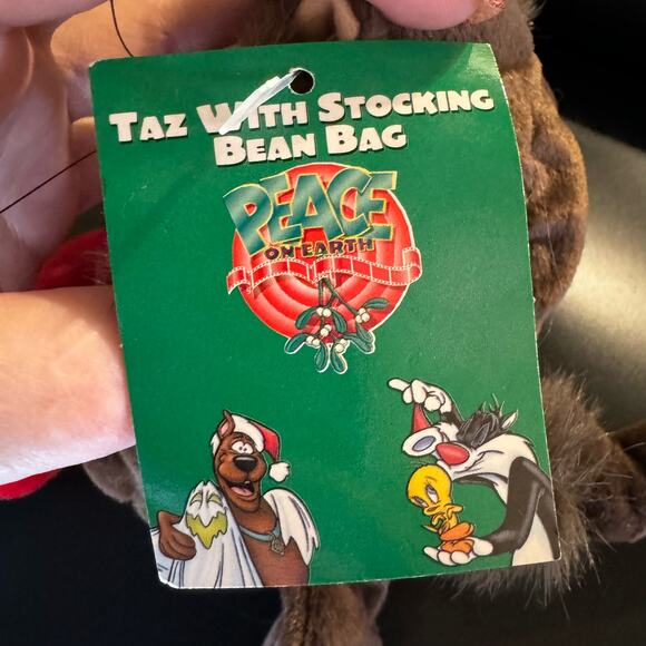 EUC Vintage Warner Bros. Taz with Stocking Bean Bag Peace on Earth 1998 W Tags - Picture 4 of 7